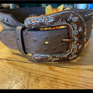 Wide Roper Ostrich Belt